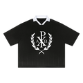 Chi Rho Striped Boxy Soccer Jersey (Black)