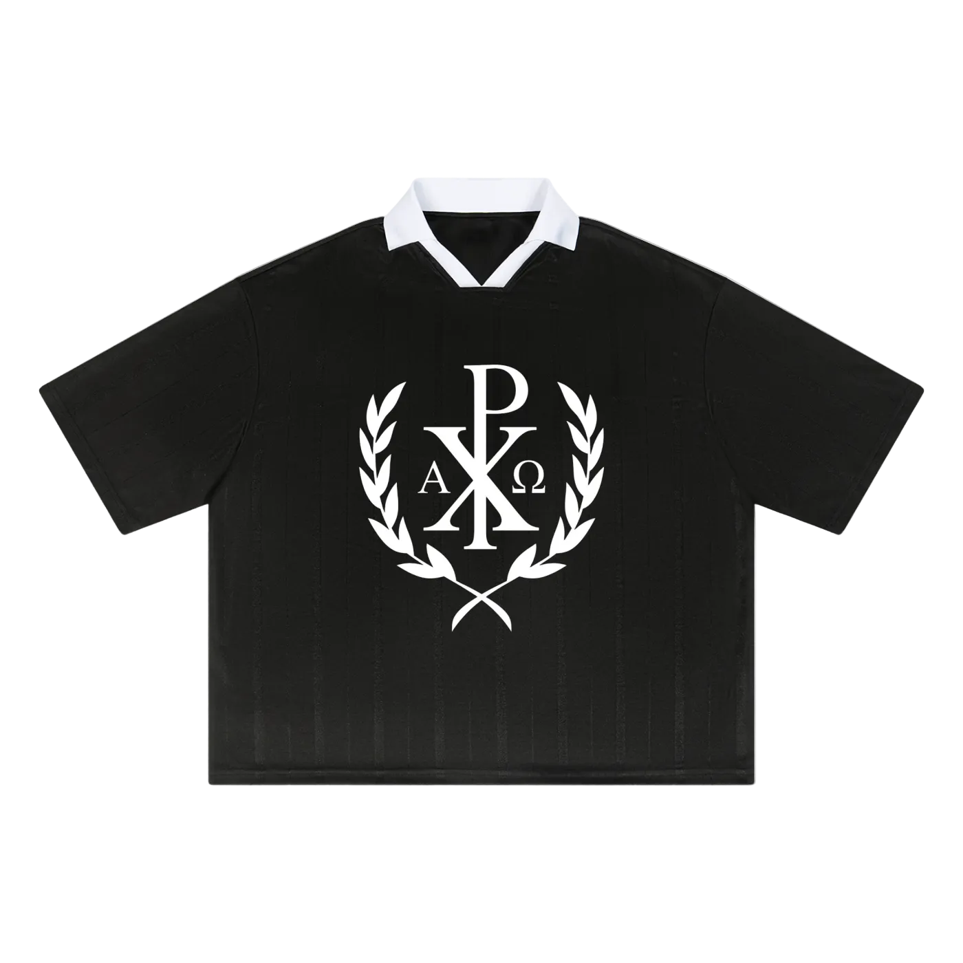 Chi Rho Striped Boxy Soccer Jersey (Black)
